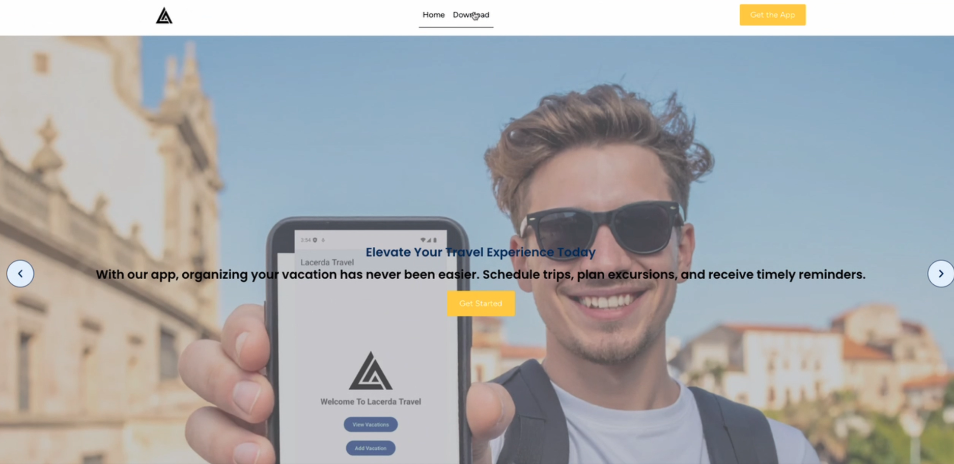 Vacation Planner Android app mockup